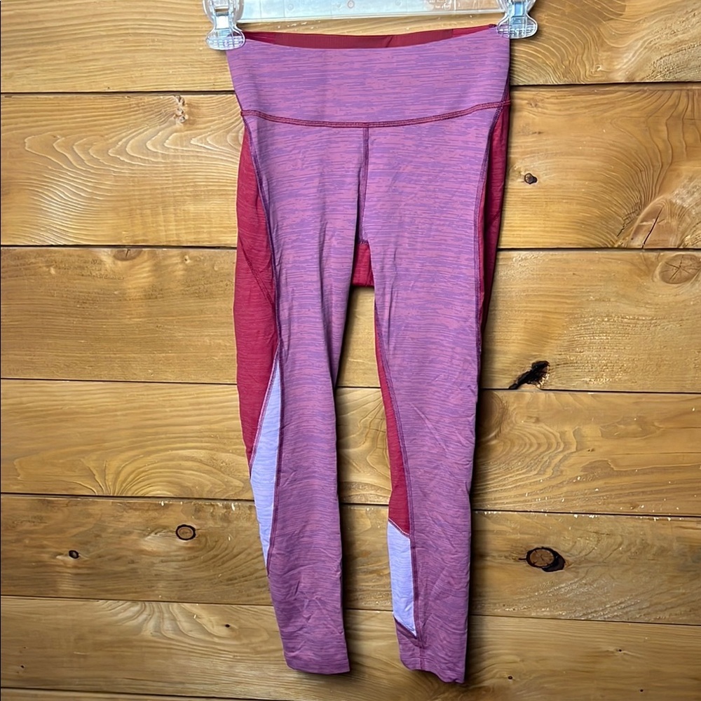 Outdoor Voices Womens Core 3/4 Leggings S Rose Pink colorblock yoga workout gym